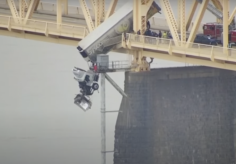 Truck Driver Rescued From Semi Dangling Off Bridge In Louisville