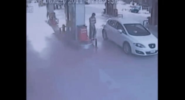 Gas Thief Sends Man Flying