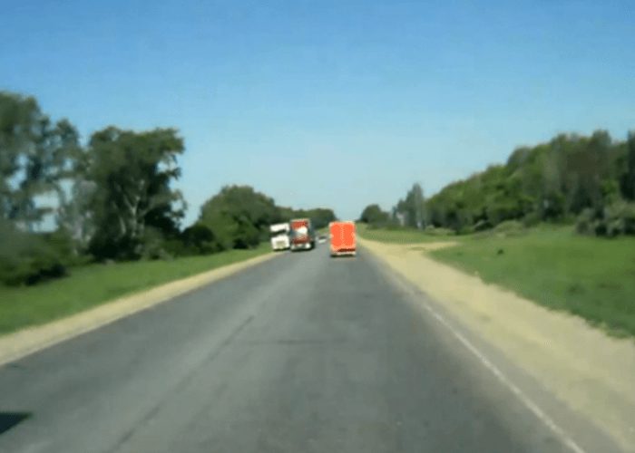 VIDEO: Truck Hit By Car, Driver Fell Asleep