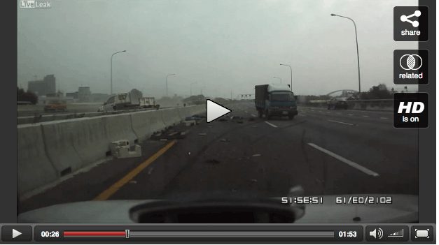 Truck Tires Blows, Truck Flips And Lands Upright