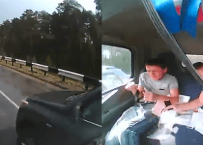 VIDEO: Truck Gets Hit, Dash Cam View Of The Cab