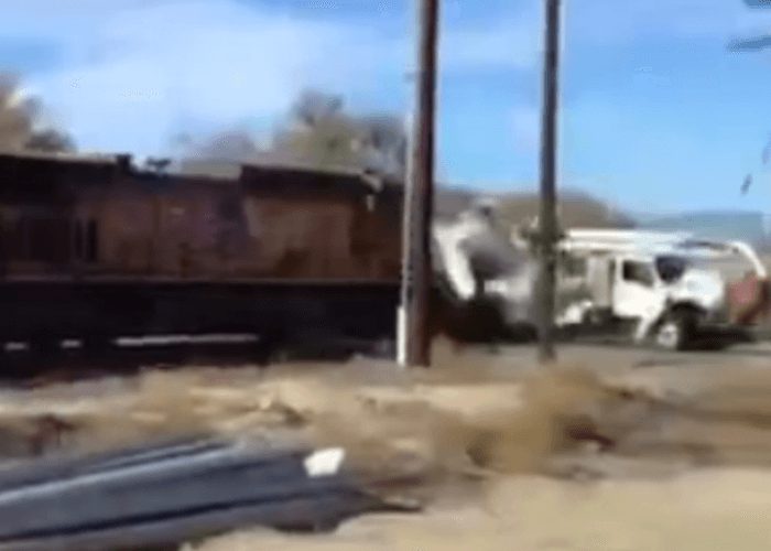 VIDEO: Train Slams Into Water Truck