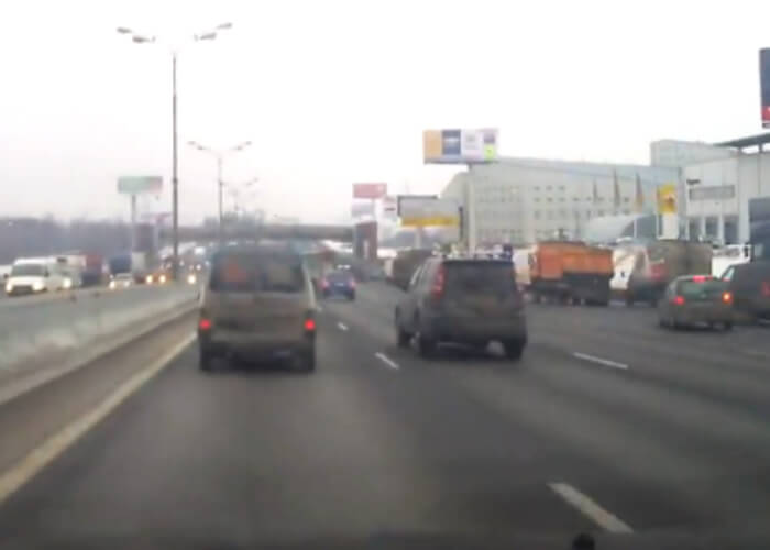 VIDEO: Car Rear Ends Truck…Hard