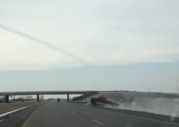 VIDEO: Drunk Pickup Truck Driver Flies Across Highway