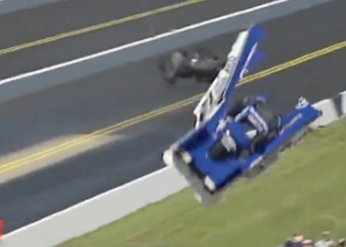 VIDEO: NHRA Car Body Lands In Stands