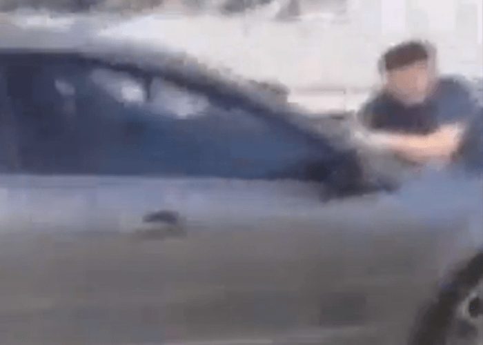 VIDEO: Man Hangs Onto Car Hood