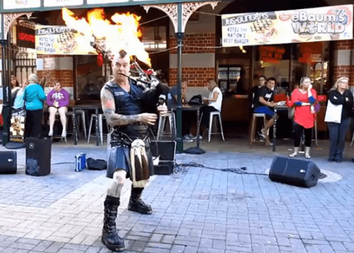 VIDEO: “Thunderstruck” Remix – Flaming Bag Pipe Version