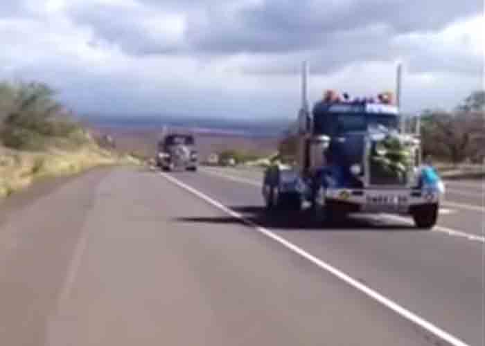 VIDEO: Convoy of Trucks Honors Deceased Driver