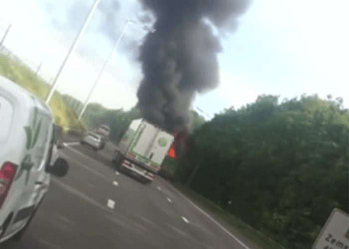 Video: Truck Fire On Highway