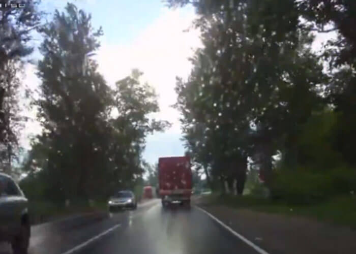 VIDEO: Truck Tires To Avoid Cars, Hits Other Truck