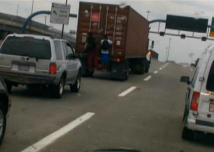 VIDEO: Massachusetts Teens Hitch A Ride On Back of Truck