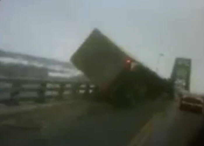 VIDEO: Wind Toppled Truck