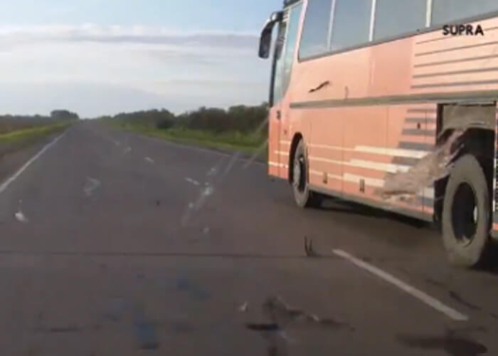 VIDEO: Bus Tire Blowout