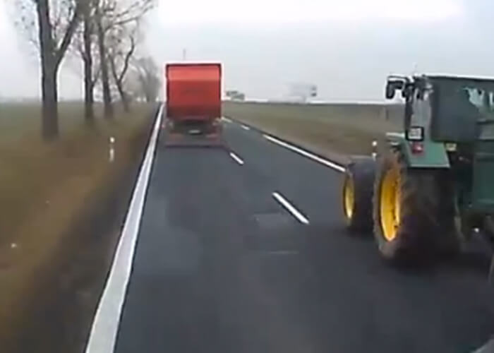 VIDEO: Car Sideswipes Overtaking Truck