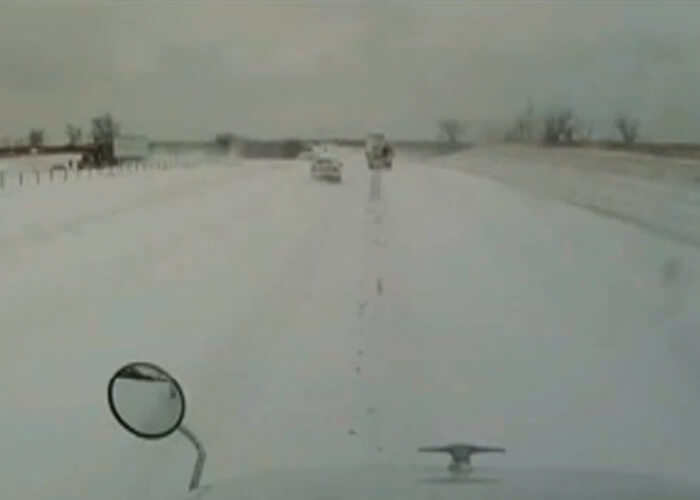 VIDEO: Amazing Dash Cam Video Of Truck Avoiding Accident In Oklahoma Snowstorm