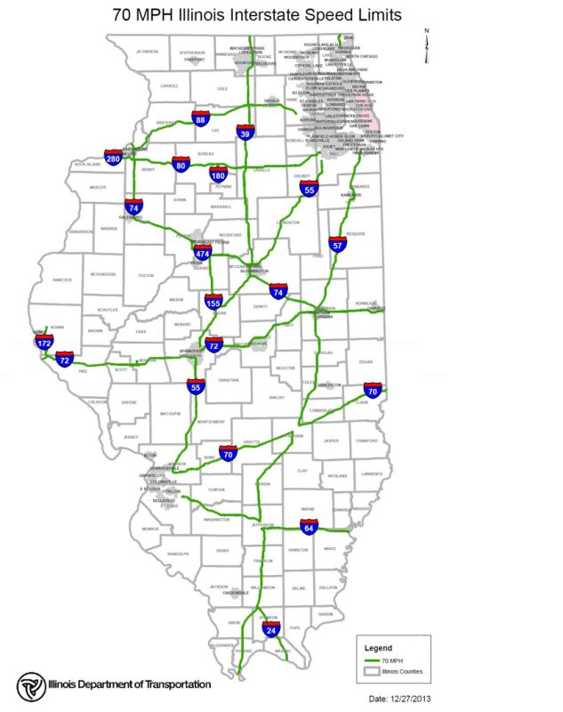 IDOT Releases List of Interstates That Will Increase to 70 MPH Limits