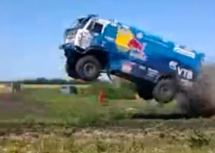 VIDEO: Russian Dakar Truck Gets Air