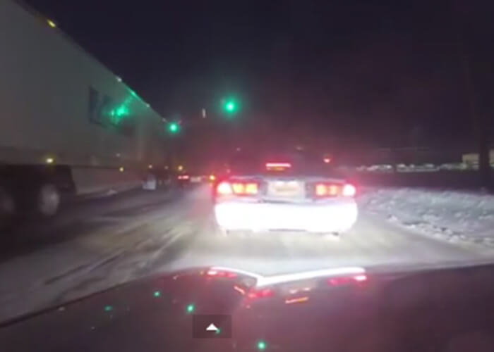 VIDEO: Truck Narrowly Avoids Sudden Turner