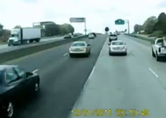 VIDEO: Bouncing Tire, Sudden Traffic Stop