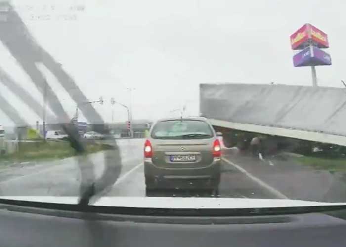 VIDEO: Truck Barrels Through Stoplight, Crosswalk