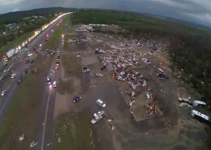 VIDEO: Arkansas Tornado Ariel Drone Footage