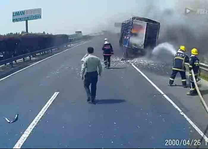 VIDEO: Truck Explodes During Firefight