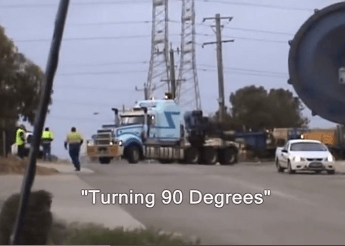 Video: Oversize Load Making 90 Degree Turn