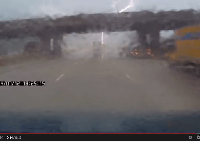 Video: Lightning Strikes Truck in Iowa