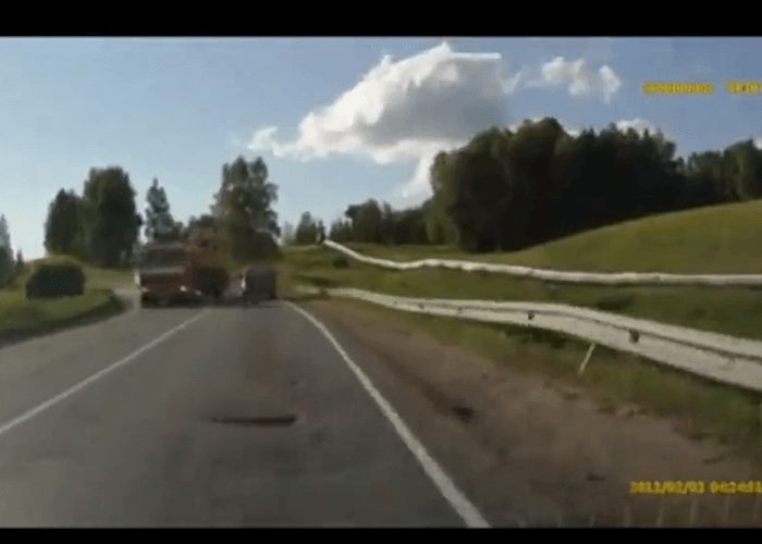 Video: Truck Loses Load on Corner