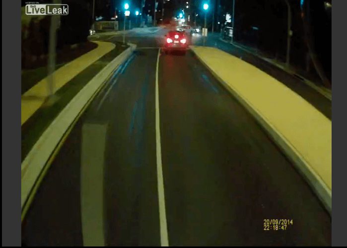 Video: Car Makes Illegal U-Turn in Front of a Cop