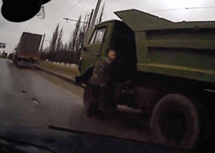 VIDEO: Car Nearly Causes Truck Driver A Heart Attack