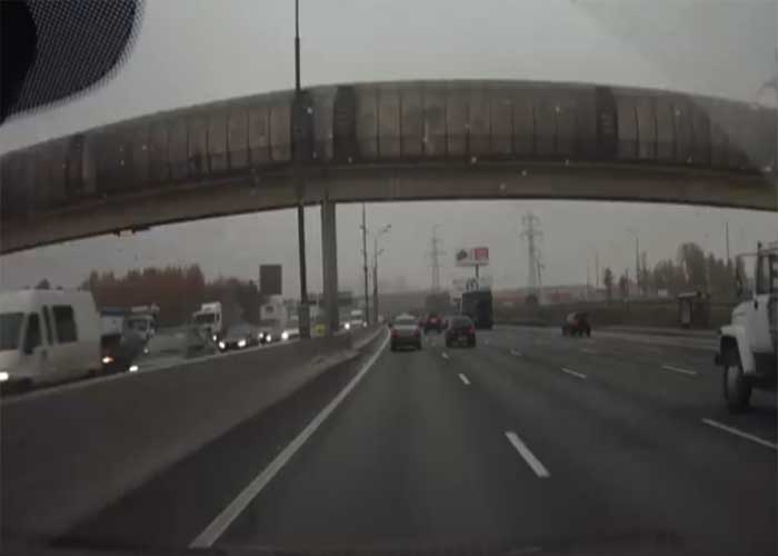 VIDEO: Camry Driver Makes Sudden Lane Change, Hits Truck