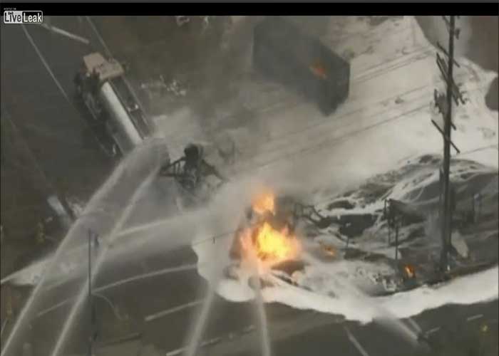 Video: Fighting a Fuel Truck Fire