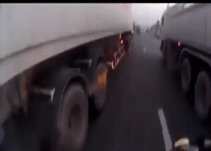 Video: Trucks Make Scooter Sandwich