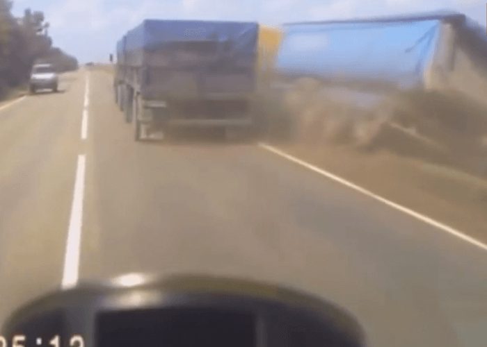 VIDEO: Truck Driver Flips Rig