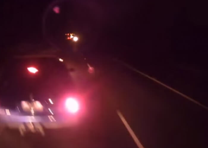 VIDEO: Car Sideswipes Truck, Flees Scene