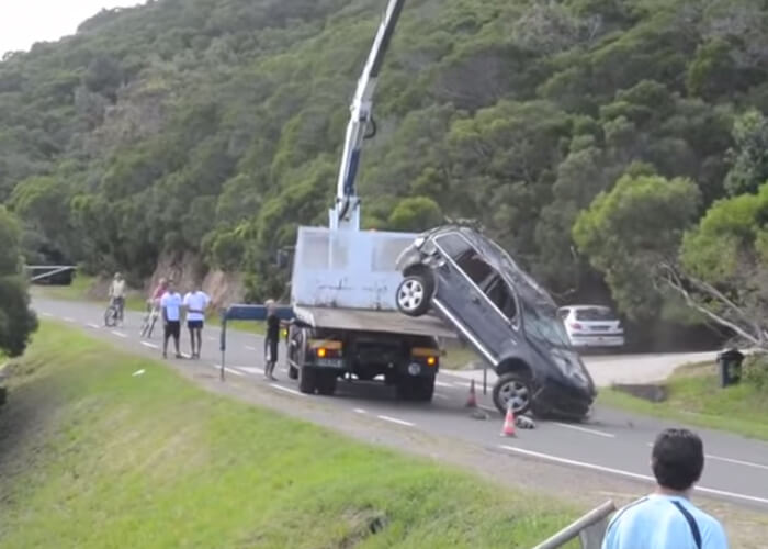 VIDEO: Post Crash Tow Fail