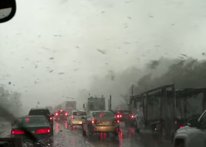 VIDEO: Tornado Hits Truck On I-95 In Northern Virginia