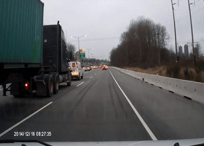 Video: Van Stops In Front Of Truck On the Highway