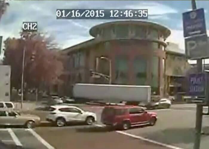 Video: Truck Takes Out Light Pole and Hydrant in California