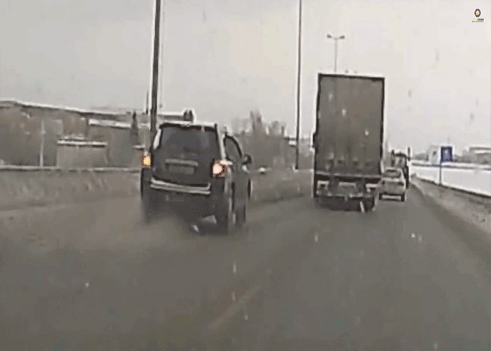 VIDEO: Truck Tries To Avoid One Accident, Causes Another