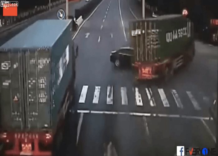 Video: Car’s U-Turn Causes Truck To Crash