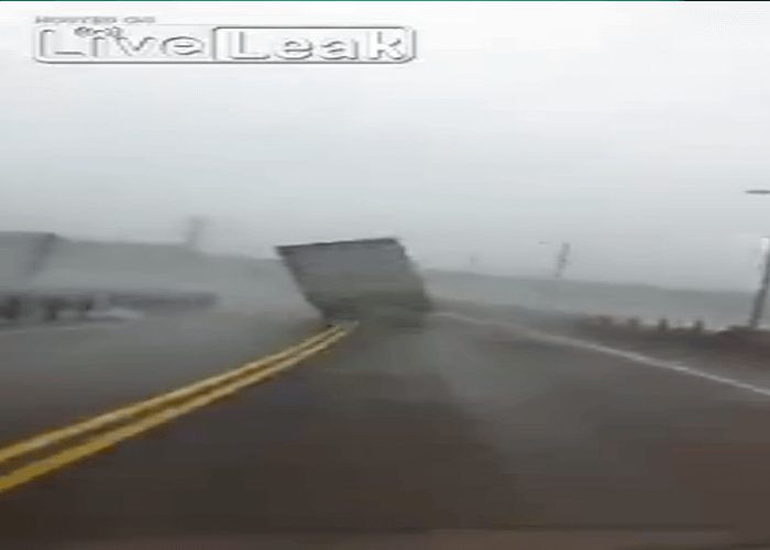 Video: Winds Topple Truck in Canada