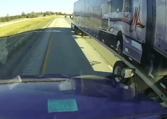 Driver Swerves Into Left Lane Video