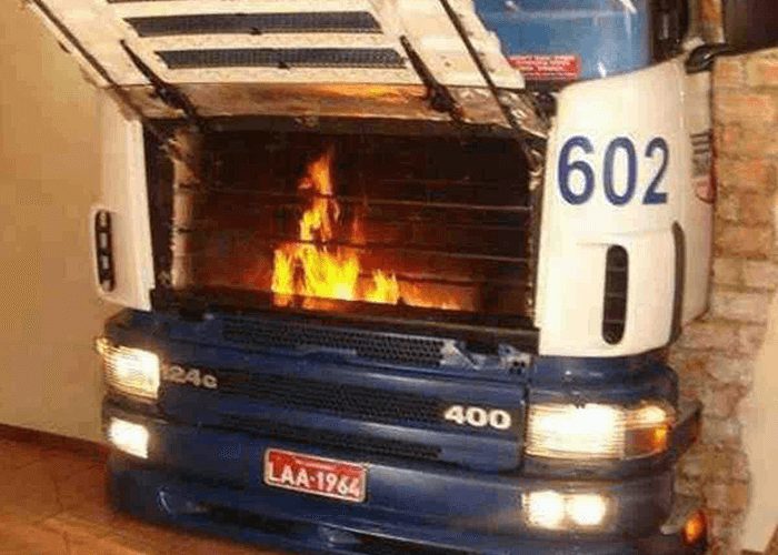 Fireplace Stay At Home Truck Driver