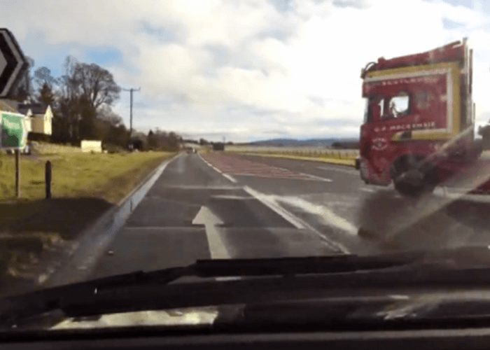 VIDEO: Lucky Driver Avoids Collision With Truck