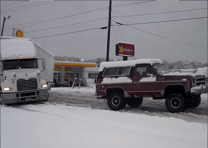 VIDEO: 1978 GMC Jimmy Rescues Stuck Truck