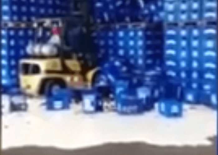 VIDEO: Forklift Driver’s Dodgy Skills Cause Massive Beer Spillage