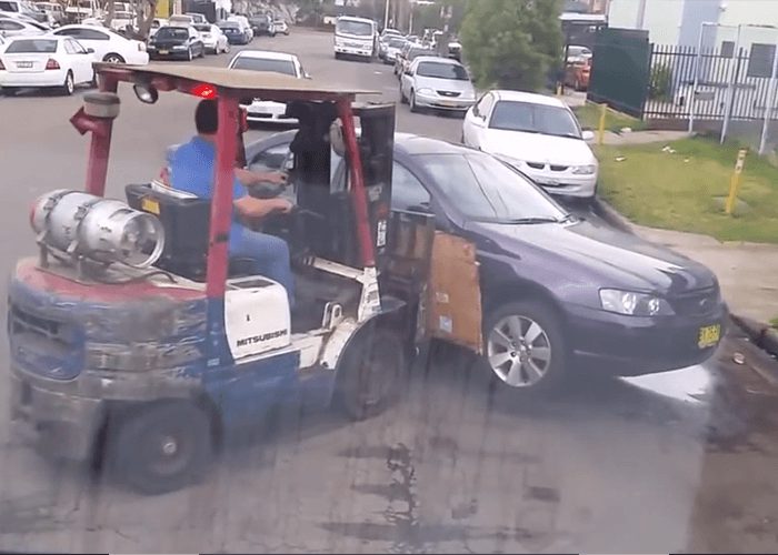 VIDEO: Forklift Moves Legally Parked Car To Make Room For Truck Driver