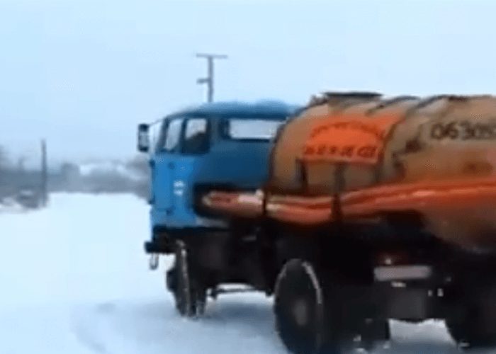 VIDEO: Russian Truck Drifting In The Snow